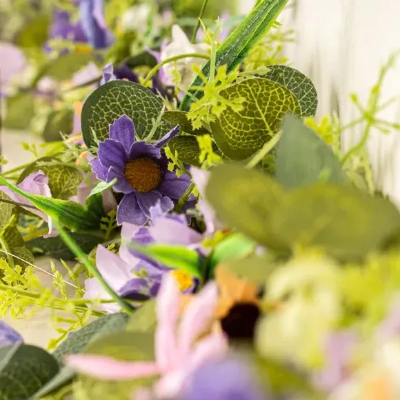 Spring Floral Garland - Purple, Artificial