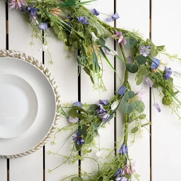 Spring Floral Garland - Purple, Artificial image