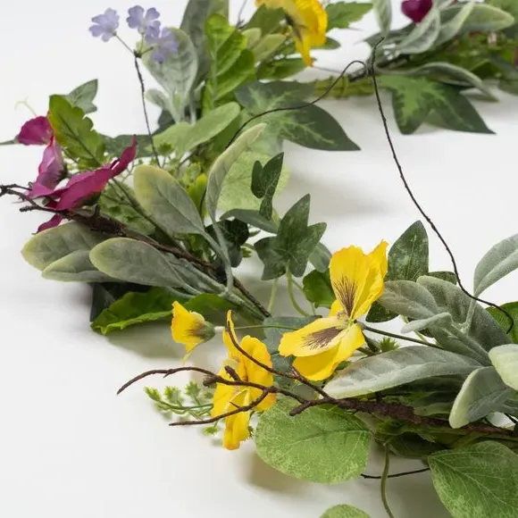 Spring Floral Pansy Garland - Multicolor, Artificial