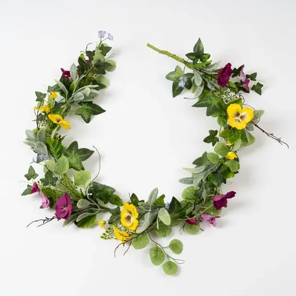 Spring Floral Pansy Garland - Multicolor, Artificial