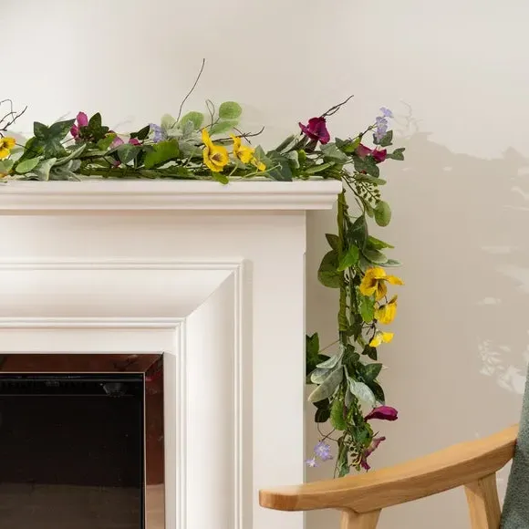 Spring Floral Pansy Garland - Multicolor, Artificial image