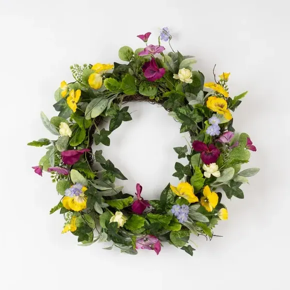 Spring Floral Wreath - Multicolor, Artificial