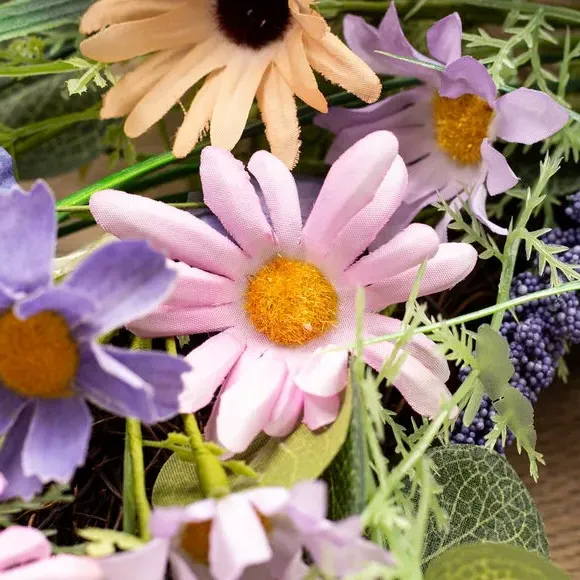 Spring Floral Wreath - Purple, Artificial