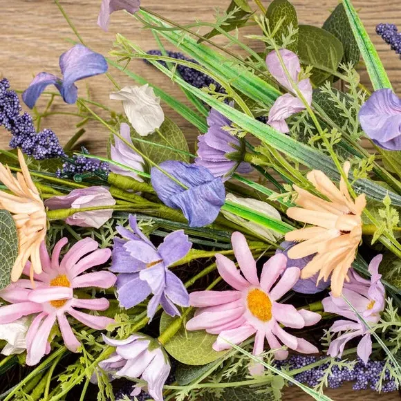 Spring Floral Wreath - Purple, Artificial
