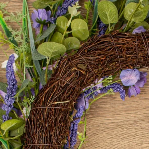 Spring Floral Wreath - Purple, Artificial