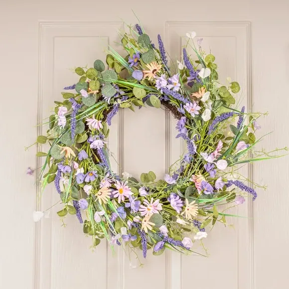 Spring Floral Wreath - Purple, Artificial image