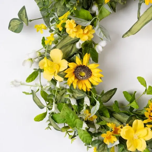 Spring Sunflower Wreath - Yellow, Artificial