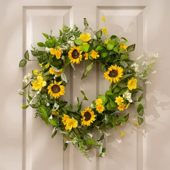 Spring Sunflower Wreath - Yellow, Artificial image