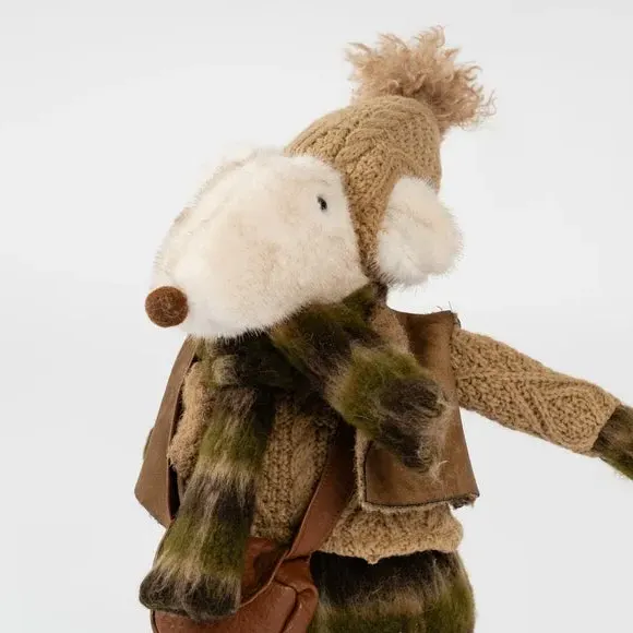 Standing Mouse Ornament - Brown, Plush