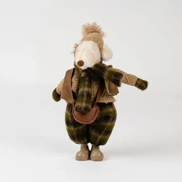 Standing Mouse Ornament - Brown, Plush