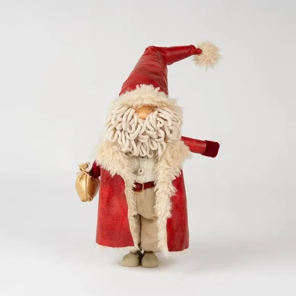 Standing Santa Ornament - Red, Plush