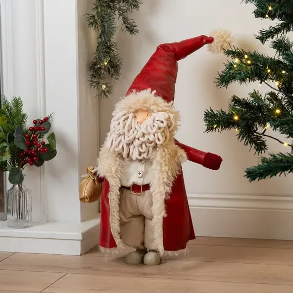 Standing Santa Ornament - Red, Plush image