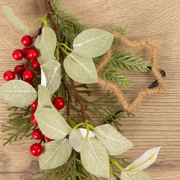 Star Wreath with Berries - Green, Artificial