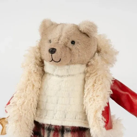 Teddy Bear Girl Ornament - Red, Plush