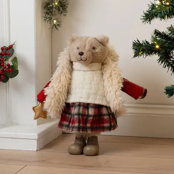Teddy Bear Girl Ornament - Red, Plush image