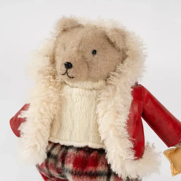 Teddy Bear Ornament with Tartan - Red, Plush