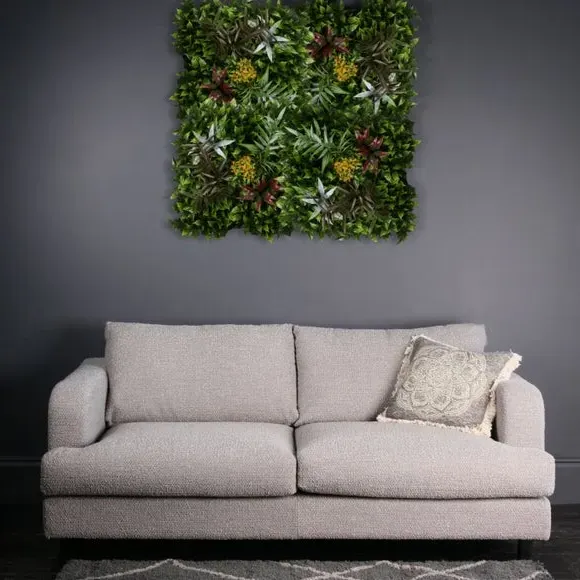 Textured Flower Wall Panels - Green, Artificial image