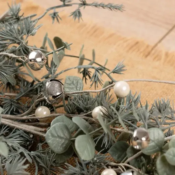 Trailing Pine Centrepiece with Bells - Green