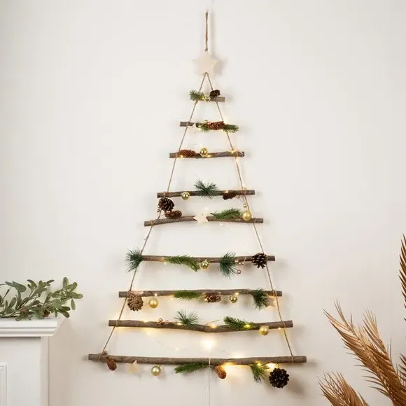 Wall Christmas Tree Decoration - Brown, Wood