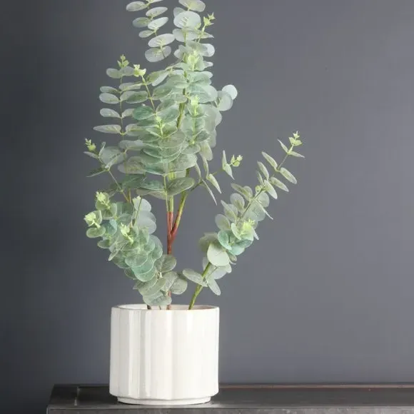 Wide Ribbed Plant Pot - Cream Speckle