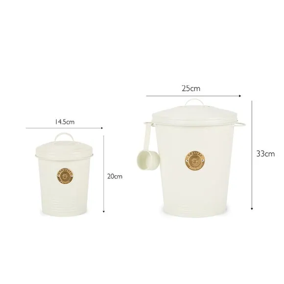 Set of 2 Storage Tins with Sealed Lids - Cream