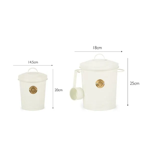 Set of 2 Storage Tins with Sealed Lids - Cream