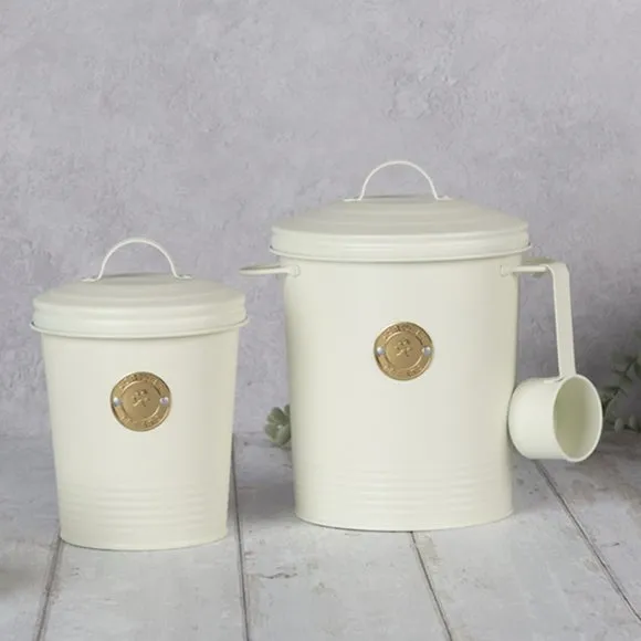Set of 2 Storage Tins with Sealed Lids - Cream image
