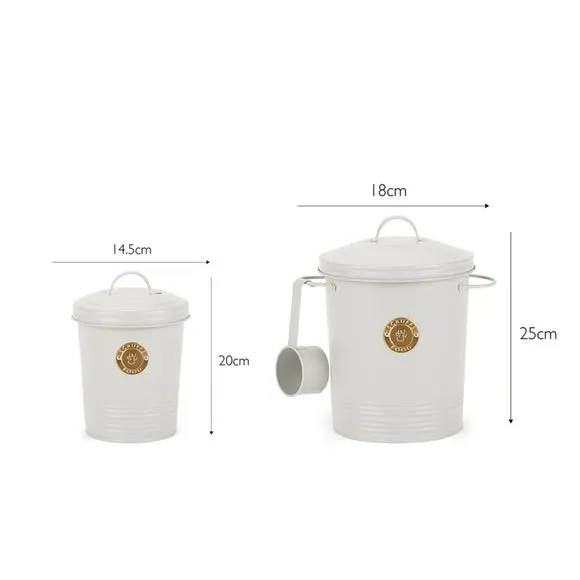 Set of 2 Storage Tins with Sealed Lids - Grey
