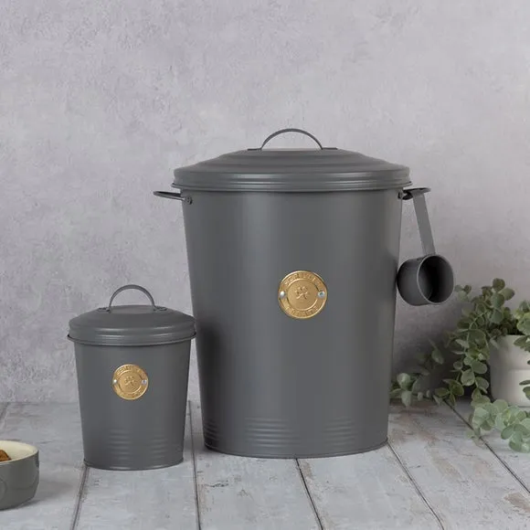Set of 2 Storage Tins with Sealed Lids - Grey