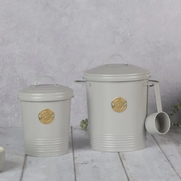 Set of 2 Storage Tins with Sealed Lids - Grey