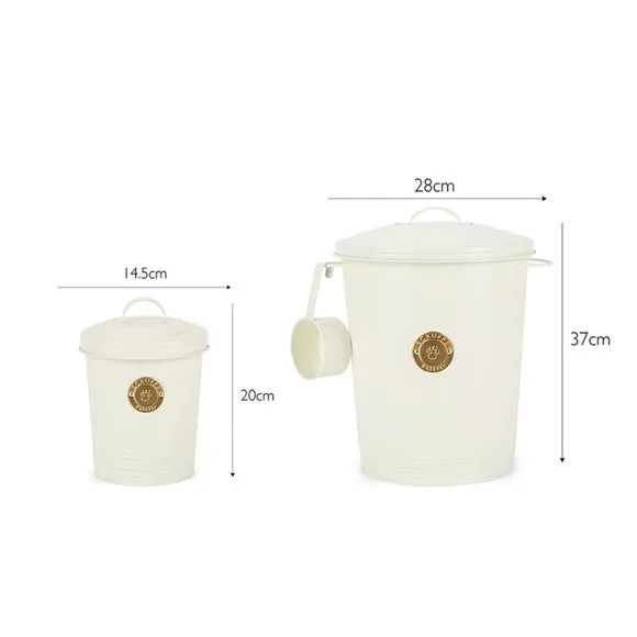 Set of 2 Storage Tins with Sealed Lids - Light Grey