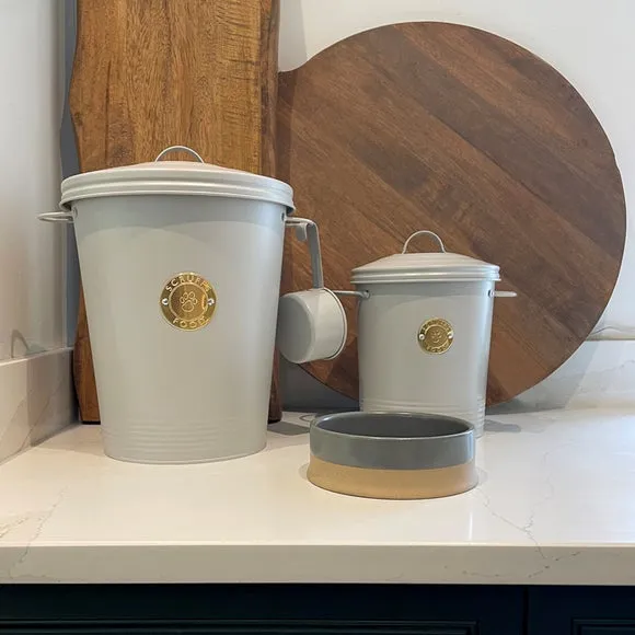 Set of 2 Storage Tins with Sealed Lids - Light Grey
