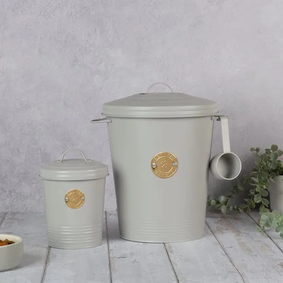 Set of 2 Storage Tins with Sealed Lids - Light Grey