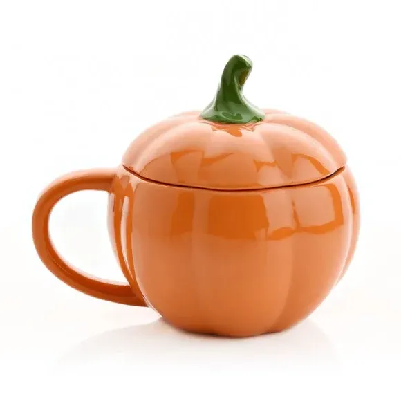 Pumpkin Mug with Lid - Orange, Ceramic image