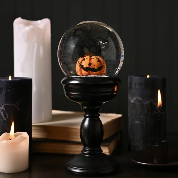 Pumpkin Snow Globe with Cat - Black image