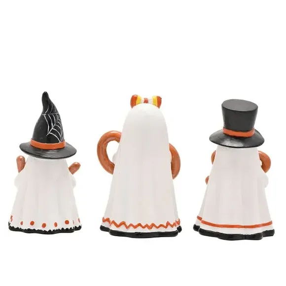 Set of 3 Ghost Ornaments - White, Resin