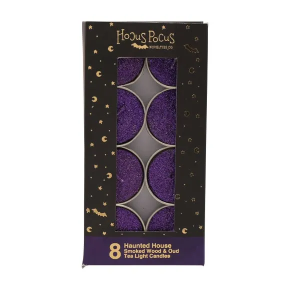 Set of 8 Tealights Woody Scent - Purple, Soy Wax