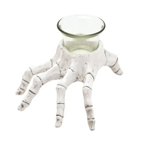 Skeleton Hand Tealight Holder - White