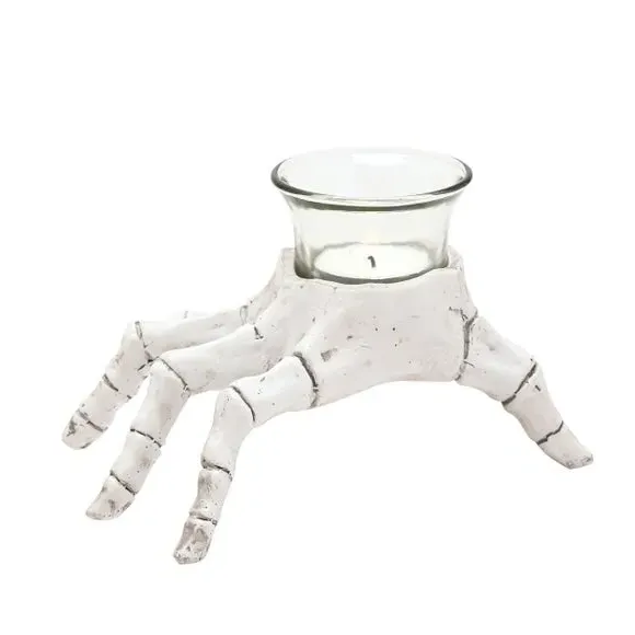 Skeleton Hand Tealight Holder - White