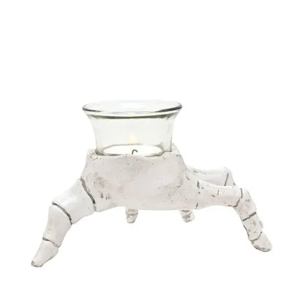 Skeleton Hand Tealight Holder - White