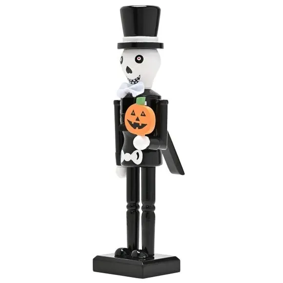 Skeleton Nutcracker Ornament - Black, Wood