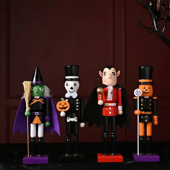 Skeleton Nutcracker Ornament - Black, Wood