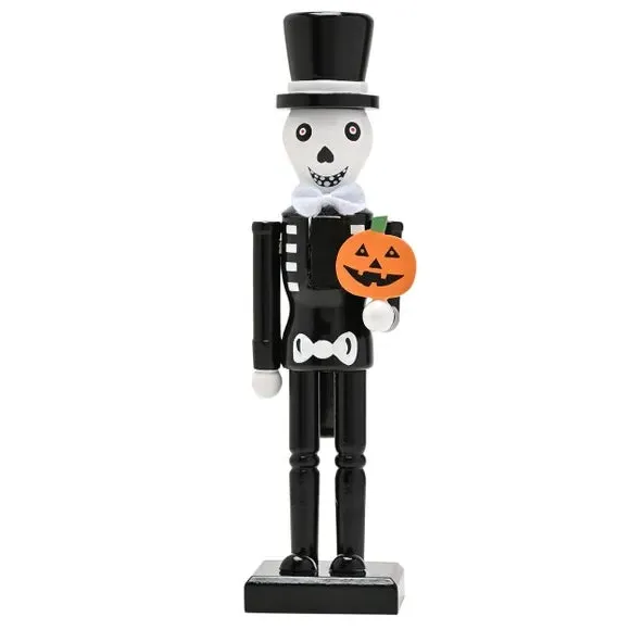 Skeleton Nutcracker Ornament - Black, Wood