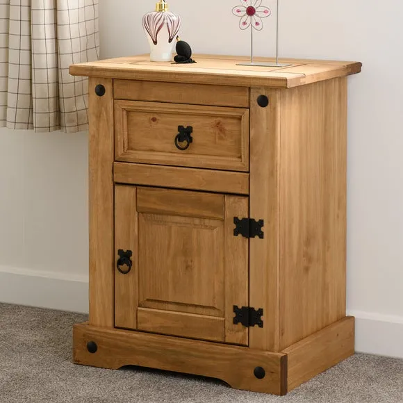 1 Drawer Bedside Table with Door - Pine image