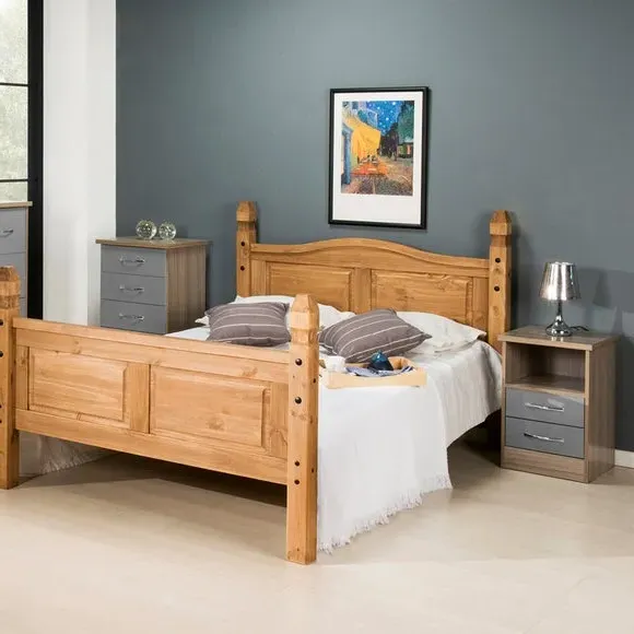 2 Drawer Bedside Table - Grey, Oak Effect image