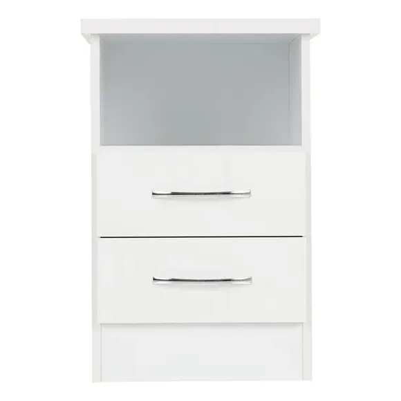 2 Drawer Bedside Table - White, Oak Effect