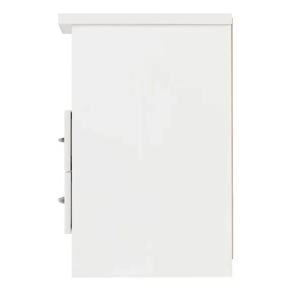 2 Drawer Bedside Table - White, Oak Effect