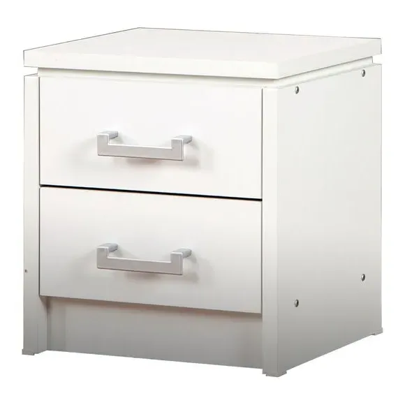 2-Drawer Bedside Table with Handles - White
