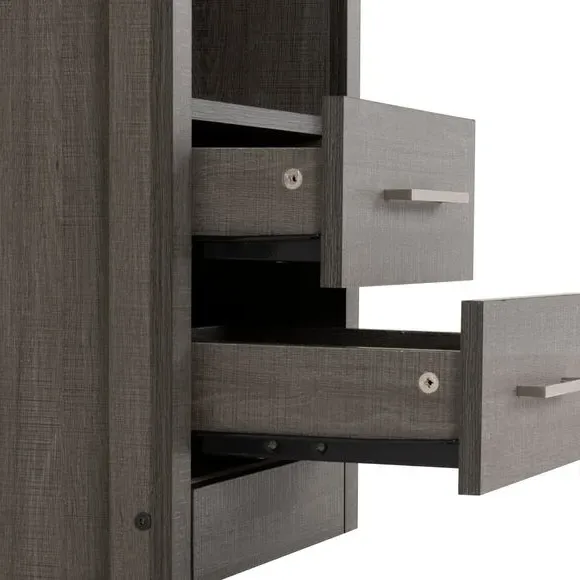 2-Drawer Bedside Table with Shelf - Black