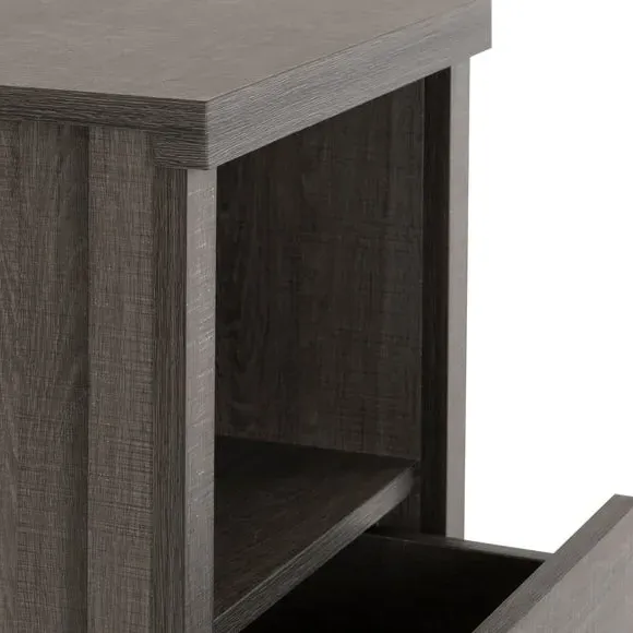 2-Drawer Bedside Table with Shelf - Black